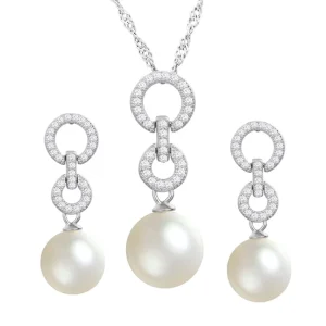 925 Sterling Silver with Pearl Necklace Jewelry Set Fashion Jewelry Women Jewelry Suit Popular Design