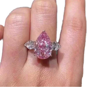 9K Solid Gold Rhodium Plated Pear Brilliant Natural Fancy Light 6 Carat VS2 IGI Certified Vintage Diamond Women’s Ring