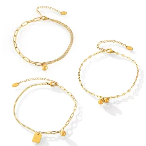 A004 Waterproof 18k Gold Plated Stainless Steel Fashion Jewelry Anklet Tarnish Free Anklet for Women