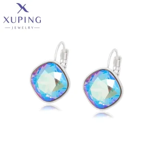 A00611634 Platinum Plated Colorful Synthetic Crystal Earrings Luxury Women Earring