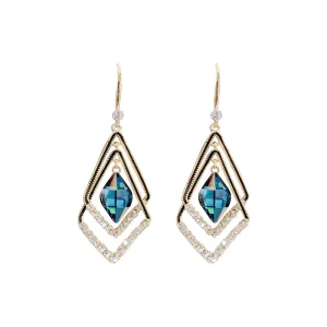 AA00970 Korean Earrings Luxury Retro Double-deck Geometry Shining Zircon Inlaid Rhinestone Dangle Earrings