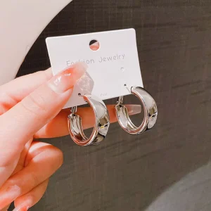 AA017176 Minimalist Large Circle Geometric Round Earrings for Women