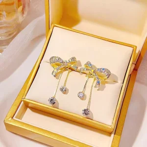 AA020860 Fashion 3D Bow Rhinestone Stud Earrings Crystal Delicate Ribbon Bow Knot Earrings for Wedding Valentine Day Bowknot