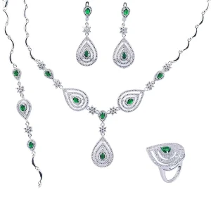 AAA Cubica Zircon Silver Arabia Bridal Jewelry Set