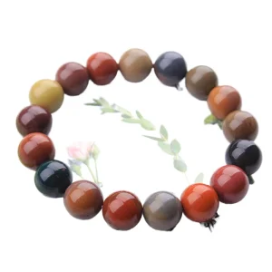 AAA Grade Natural Alashan Agate Bracelet Smooth Round Multicolor Alashan Jasper Beaded Elastic Bangle Bracelets