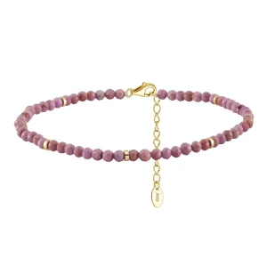 ACME Nature Purple Amethyst Tourmaline Faceted Round Gold Bead 925 Sterling Silver Bracelet Anklet for Women Summer Jewelry