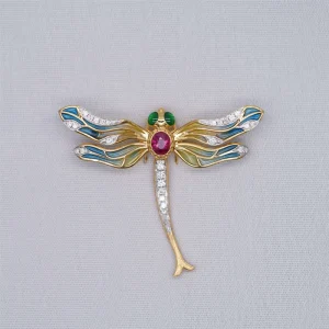 AF0D010008 Customizable Design Fashion Brooch 18K Jewelled Pendant Dragonfly for Wedding or Gift