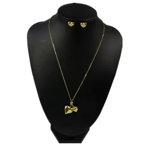 AFXSION High Fashion Costume Jewelry korea Jewelry 18k love Necklace Earrings Stainless Steel Jewelry Set