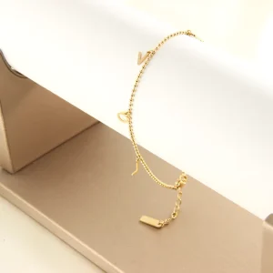 AG 14K Gold Plated Stainless Steel Bead Chain Love My Letter Anklet Unisex Trendy Anti Allergy Fashion Wedding