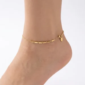 AG 14K Gold Plated Stainless Steel Trendy Anklet Rectangle Shaped Pendant Fashion Jewelry Gift Customization