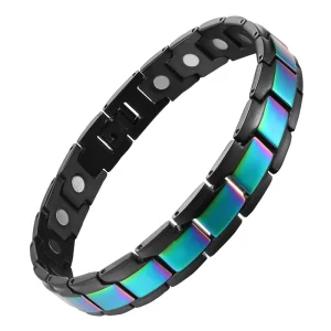 AI New BioMagnetic Jewelry Classic Magnetic Black And Gold Jewelry Stainless Steel Men Bracelet