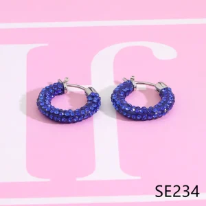 AJDYF004 DA Deep Blue Crystal Paved Stud Earrings