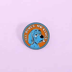 ALL BLUES NO CLUES Cartoon Anime Blue Sad Dog Smoking Enamel Pins Love Zinc Alloy Brooch Backpack Lapel Badge Jewelry Gift