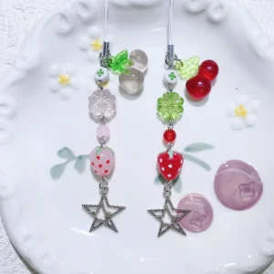 AM Anti lost Keychain Strap Strawberry Cherry Bag Charm Sweet Keychain