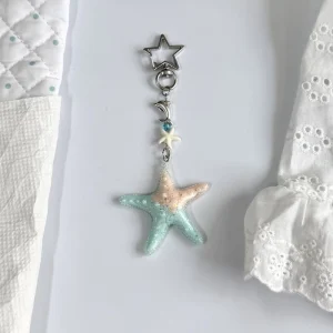 AM Colorful Starfish Keychain Fresh Summer Hanging Ornament Seaside Accessory Ocean Bag Charm