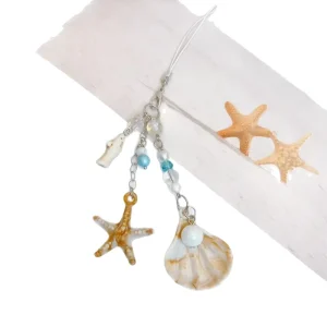 AM Cross-border Vacation Style Ocean Shell Starfish Bag Charm Ins Style Beaded Keychain Conch Phone Chain