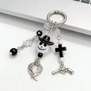 AM Gothic Style Ghost Keychain Dark Cross Bag Charm CCD Camera Accessory