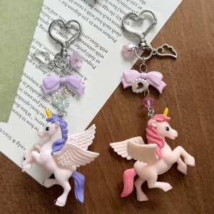 AM Ins Cross border Cute Pegasus Unicorn Keychain Girl Sweet Pendant Bag Charm Beautiful Phone Charm