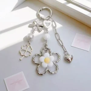 AM Ins Style Flower Bag Charm Miu Style Cute Keychain Bag Accessory High-end Phone Strap Gift