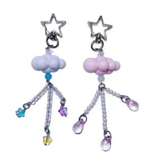 AM Japanese Style Sweet Cloud Star Water Drop Keychain Handmade Beaded Charm Bag Pendant