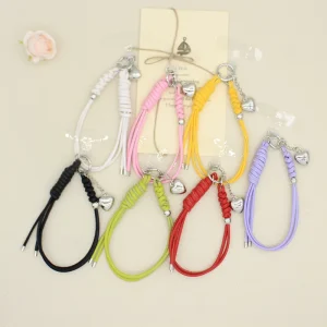 AM New Korean Style Minimalist Phone Strap Charm Transparent Pad Colorful PU Bag Charm