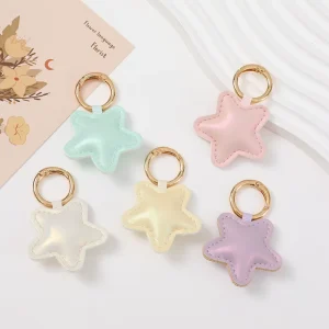 AM New PU Leather Bright Star Car Key Chain Bag Charm Hanging Ornament Fashion Accessory Candy Color Accessory