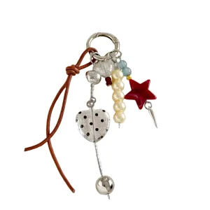 AM New Vintage Star Pendant Jewelry Hand strung Beads Ins Style Bag hang Personalized Keychain