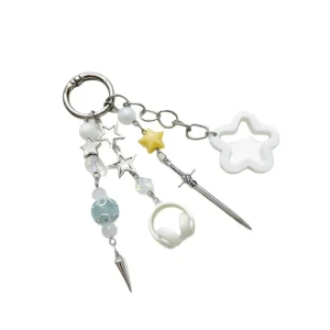 AM Niche Design Star Earphones Keychain Sweet Cool Girl Heart Bag Charm Exquisite High-end Phone Chain