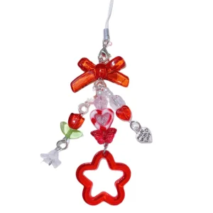 AM Sweet Style Star Bow Bead Phone Chain Deco Don Deco Cute Niche Ins Hanging Ornament Simple Keychain
