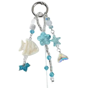 AM Vacation Style Ocean Style Keychain Ins Popular Starfish Hanging Ornament Small Fish Bag Charm Source Factory