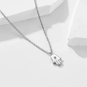 AN477 Fashion Lucky Turkish Hand Necklace Sterling Silver Fatima Hand Necklace S925 Hansa Hand Necklace