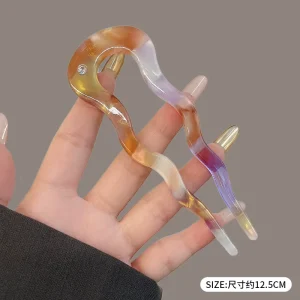 ANKO Elegant Simple Angola Red Design Acetate Hairpins High quality Updo Hair Pins for Women Hair Accessories
