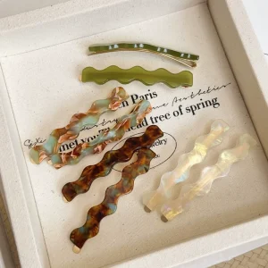 ARCHER Fashion Style French Retro Popular 6cm Acetate Side Hair Clips Wave Shape Duckbill Acetate Hair Clips Hair Pin for Women
