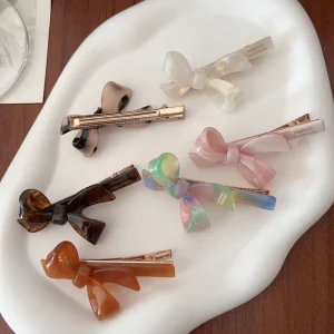 ARCHER Korea Style 6.5cm 3D Bow Acetate Women’s Hair Clip Cute Elegant Wedding Back Head Acetate Bow Streamer Hair Clip