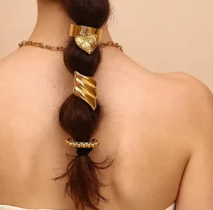 ARETAS Fashion Hair Accessories Gold Plated Stainless Steel Personalized Wing Shaped Elastic Women’s Hair Accessories