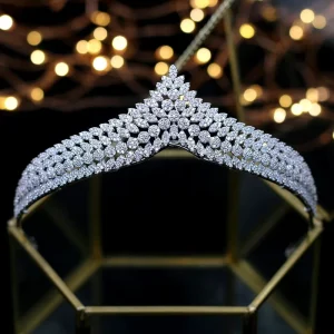 ASNORA Elegant Full Zircon Tiaras Crowns for Brides Royal Wedding Hairbands Crystal Wedding Hair Accessory Wedding Gifts