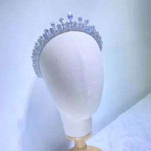 ASNORA Fashion CZ Bridal Crown Wedding Hair Accessories Geometric Shape Long Crystal Headband Prom Banquet Tiara A01388