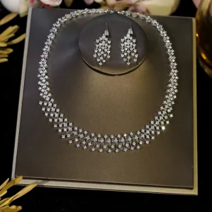 ASNORA Fashion CZ Bride Indian Jewelry Set for Women Water Drop Wedding Design Choker Necklace Girlfriend Birthday Gifts X0520