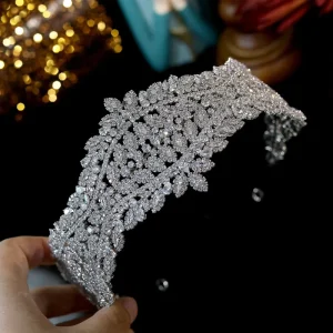 ASNORA Retro Baroque Tiara Cubic Zirconia Bridal Crown Luxury Crystal Headband Wedding Hair Accessory Fashion Jewelry