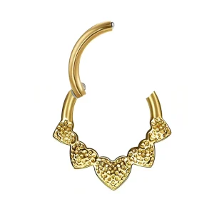 ASTM 36 24G Heart Shaped Hinged Clicker Segment Hoop Ring for Daith Ear & Septum Nose Piercing Fashion Body Jewelry