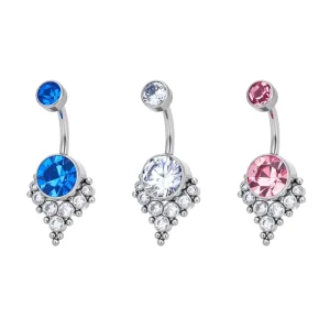 ASTM F136 G23 Titanium Round CZ Inlay Internally Threaded Navel Curves Belly Button Rings Women Body Piercing Jewelry