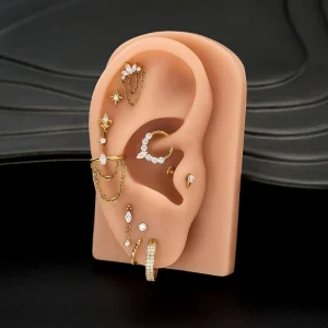 ASTM F136 G23 Titanium Star Threadless Piercing Lip Stud Daith Conch Earring Hinged Segment Ring Septum Clicker Nose Piercing