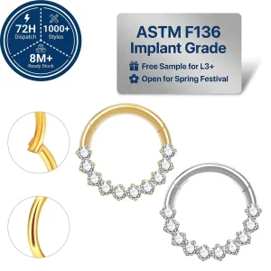 ASTM F136 Implant Grade Titanium Hinged Nose Ring Jewelry
