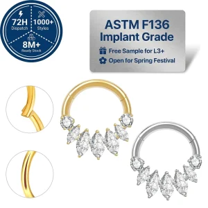 ASTM F136 Implant Grade Titanium Hinged Nose Ring Jewelry