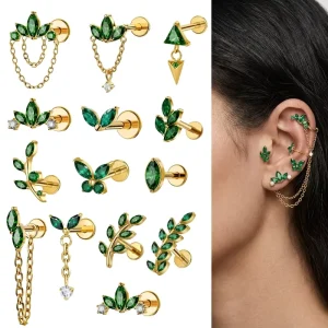 ASTM F136 Implant Grade Titanium Zircon Children’s Wedding Tragus Internally Threaded Labret Stud Helix Earrings Body
