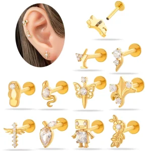 ASTM F136 Titanium 16G Internally Threaded Flat Back Stud Earring Ear Tragus Lobe Cartilage Helix Piercing Jewelry