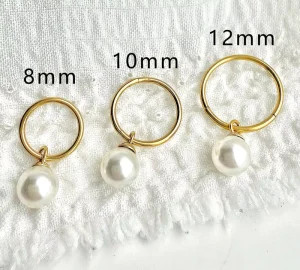 ASTM F136 Titanium 18G Septum Hoop Pearl Nose Ring Ear Cartilage Tragus Helix Conch Women Wedding Silver Gold Plated