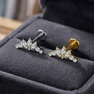 ASTM F136 Titanium 24K Gold Plated 16G Internally Threaded Labret Zircon Set Classic Wedding Children’s Women’s Fashion Piercing