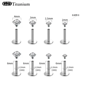 ASTM F136 Titanium 6mm Children’s Nose Piercing 0.2g Internal Thread Zircon Body Jewelry