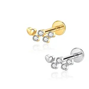 ASTM F136 Titanium Alloy Body Piercing Jewelry Heart Star Connect Internally Threaded Fashion Ear Studs